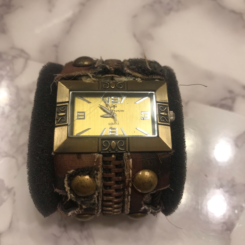 Alberto Fioro Quartz Army Print Cuff Watch